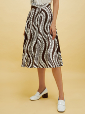 ピープル・プレイス・カラー プリント フレア スカート