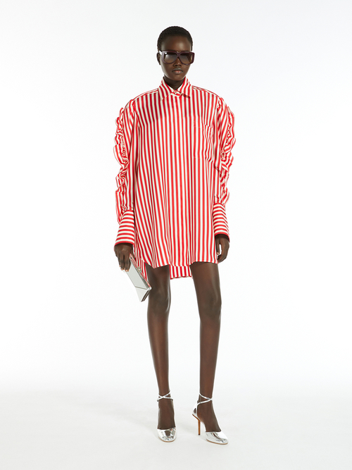 ピュア シルク シャツ ドレス 詳細画像 バニラ／レッド 5