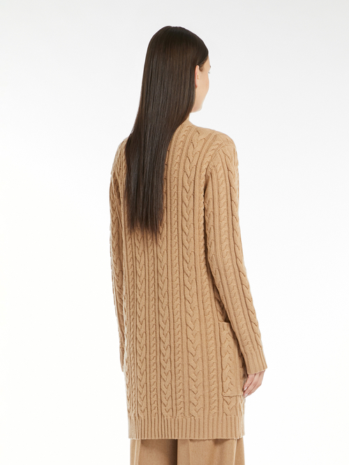 ウール カシミヤ ケーブルニット カーディガン 詳細画像 キャメル 2