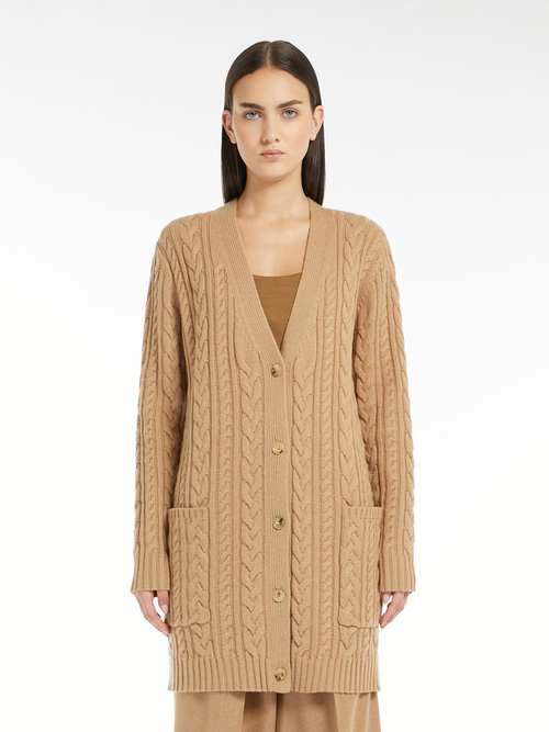 ウール カシミヤ ケーブルニット カーディガン