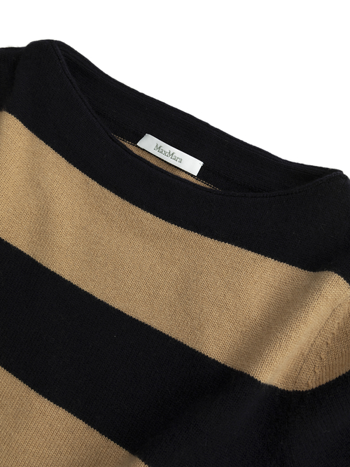 ウール カシミヤ ストライプ ニット 詳細画像 ネイビー／キャメル 6