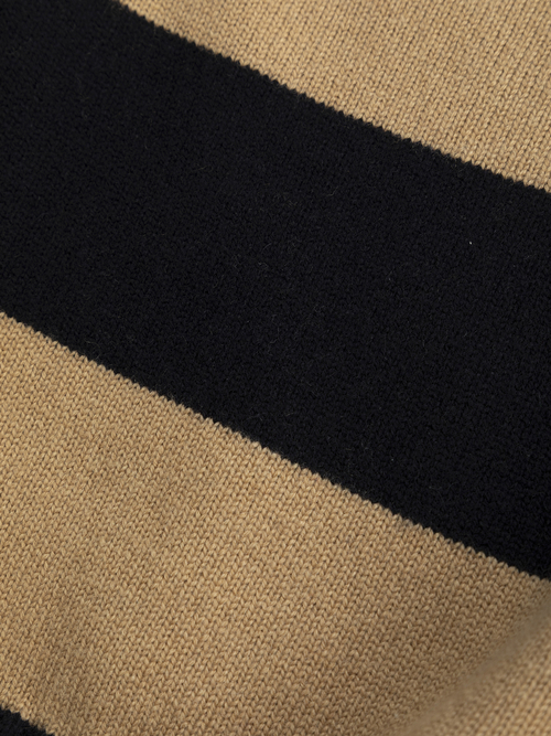 ウール カシミヤ ストライプ ニット 詳細画像 ネイビー／キャメル 9