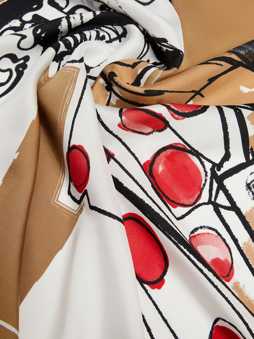 ピュア シルク プリント スカーフ 詳細画像 ベージュ 3