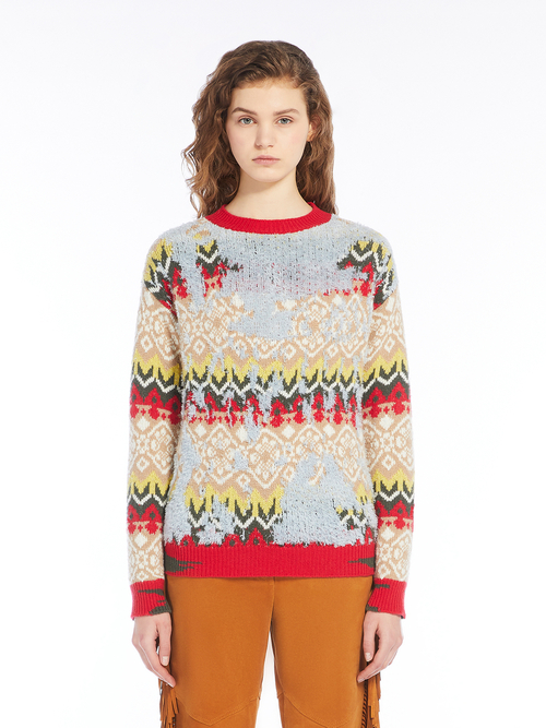 ウール ブレンド ジャカード セーター