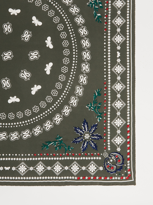 ピュア シルク  ツイル スカーフ 詳細画像 カーキ 2