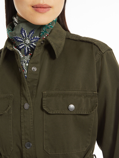 ピュア シルク  ツイル スカーフ 詳細画像 カーキ 4