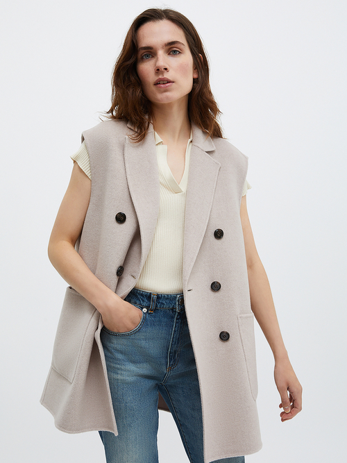  ダブルフェイス ウール ジレ