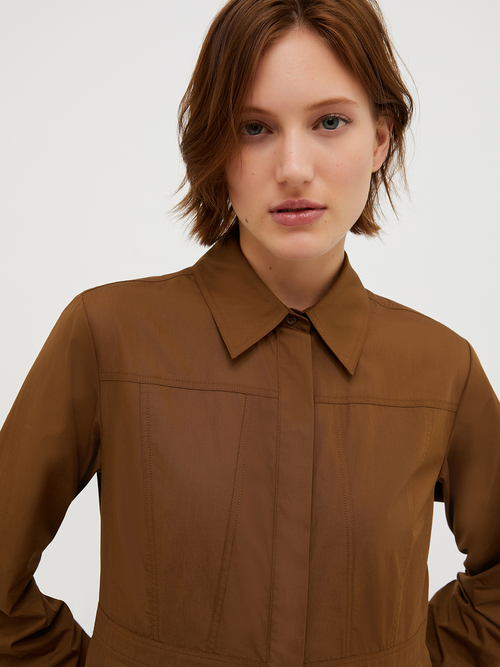 コットン  ポプリン ミディ シャツ ドレス 詳細画像 マロン 3