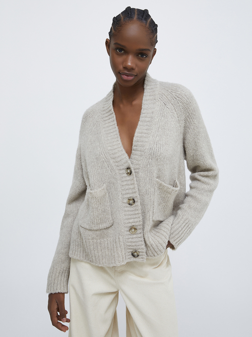  ウール カシミヤ ブレンド カーディガン