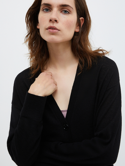  ライト ウール アルパカ カーディガン 詳細画像 ブラック 3