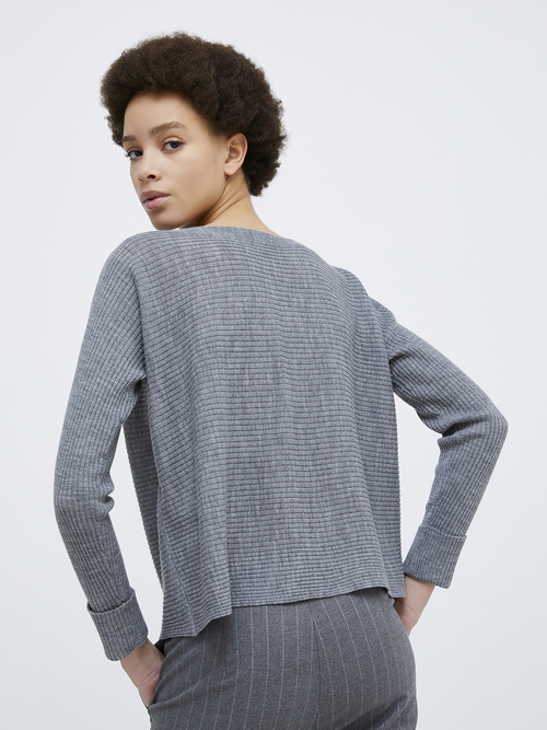  ホリゾンタル リブ ニット 詳細画像 グレー 2