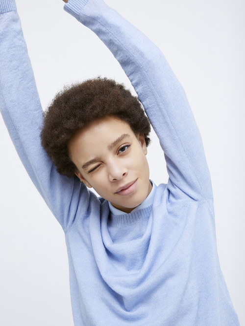  ウール アルパカ ブレンド ニット 詳細画像 ブルー 3