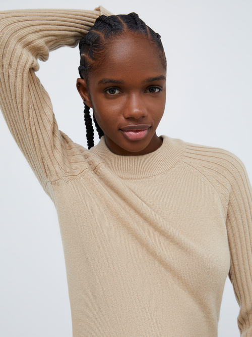  ウール ブレンド リブ ニット 詳細画像 キャメル 3