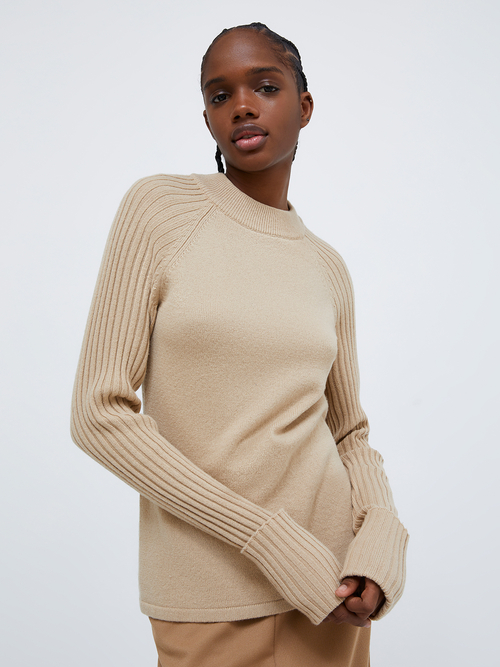  ウール ブレンド リブ ニット