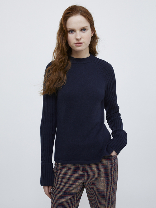  ウール ブレンド リブ ニット