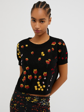  フラワー エンブロイダリー ニット