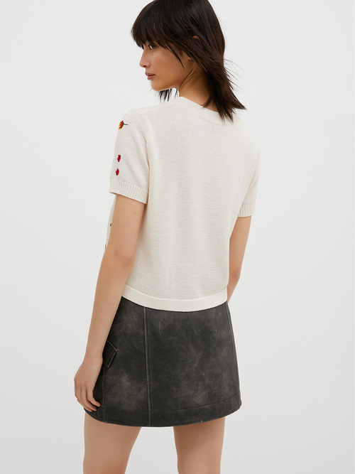  フラワー エンブロイダリー ニット 詳細画像 オフホワイト 5