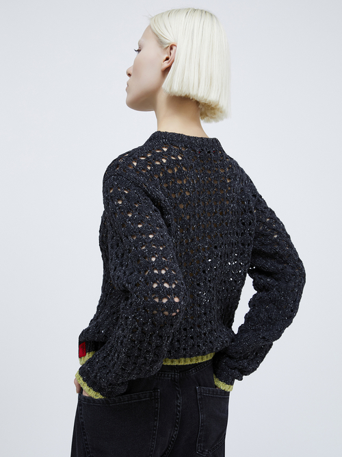  ツイード オープンワーク ニット 詳細画像 ダークグレー 2