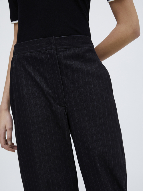  ピンストライプ ジャージー パンツ 詳細画像 ブラック 3