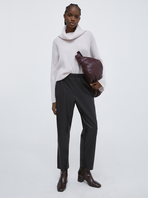  フェイクレザー ストレッチ パンツ 詳細画像 ダークブラウン 5