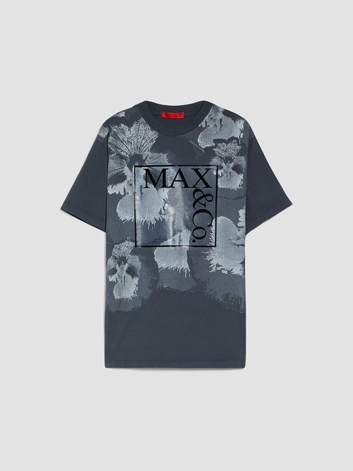  フラワー プリント ロゴ Tシャツ 詳細画像 グレー 4