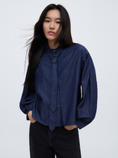 コットン デニム ブラウス