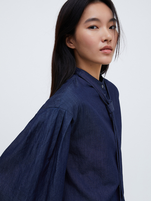 コットン デニム ブラウス 詳細画像 ネイビー 3