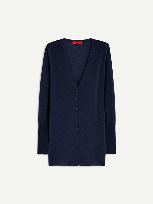 メリノウール ニットカーディガン 詳細画像 ブルー 7