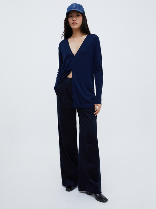 メリノウール ニットカーディガン 詳細画像 ブルー 8