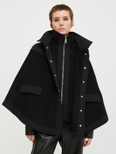  ウール ブレンド ケープ コート