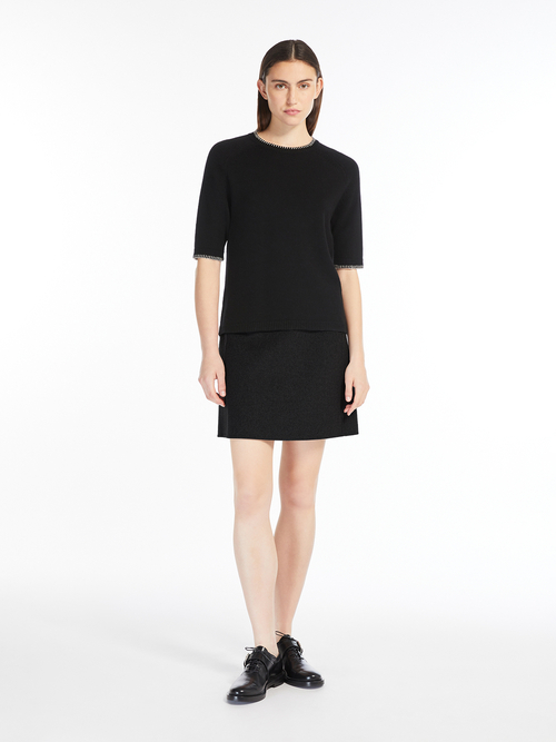 ウール カシミヤ クルーネック ニット 詳細画像 ブラック 5