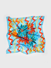 フローラルプリント シルク ツイル スカーフ