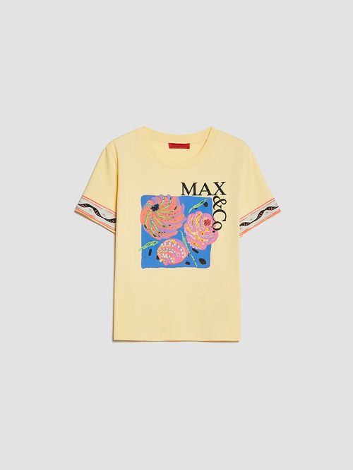 プリント エンブロイダリー Tシャツ 詳細画像 イエロー 4
