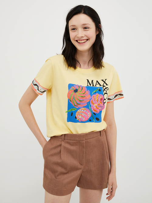 プリント エンブロイダリー Tシャツ
