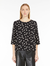 シルク クレープ デシン プリント ブラウス