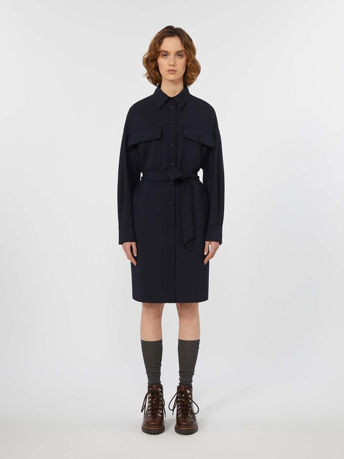 ストレッチ ウール シャツ ドレス