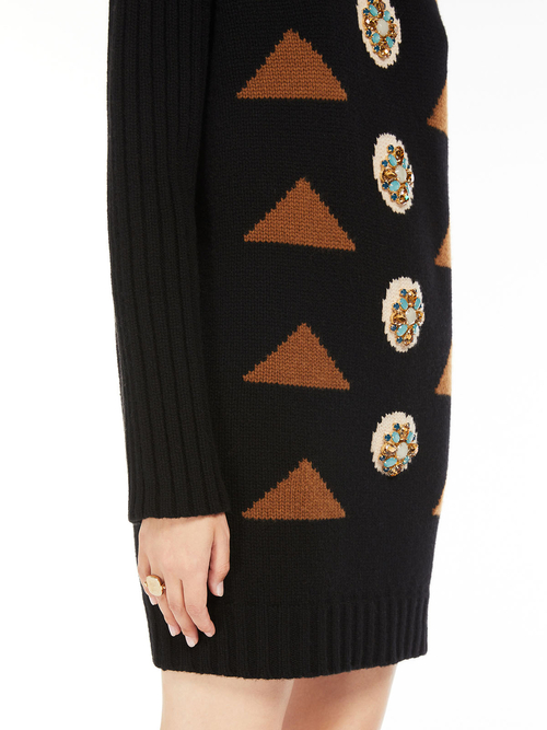 ウール カシミヤ インターシャ ニット ドレス 詳細画像 ブラック 3