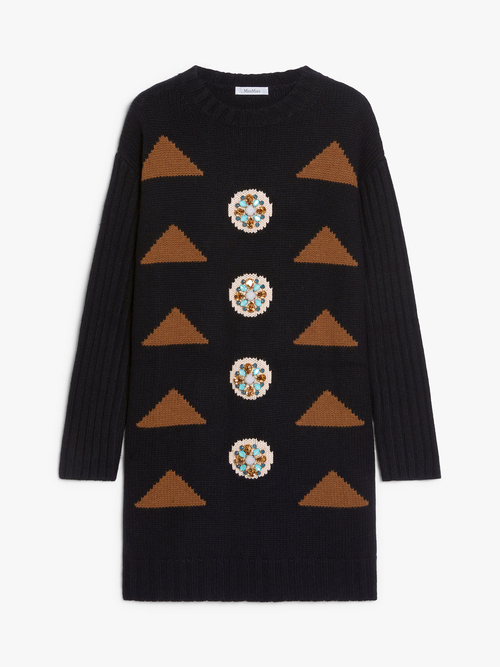 ウール カシミヤ インターシャ ニット ドレス 詳細画像 ブラック 4