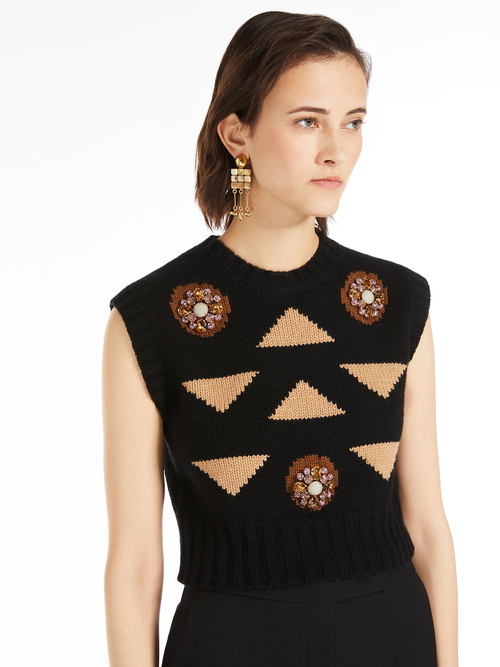 ウール カシミヤ ニット ベスト 詳細画像 ブラック 3