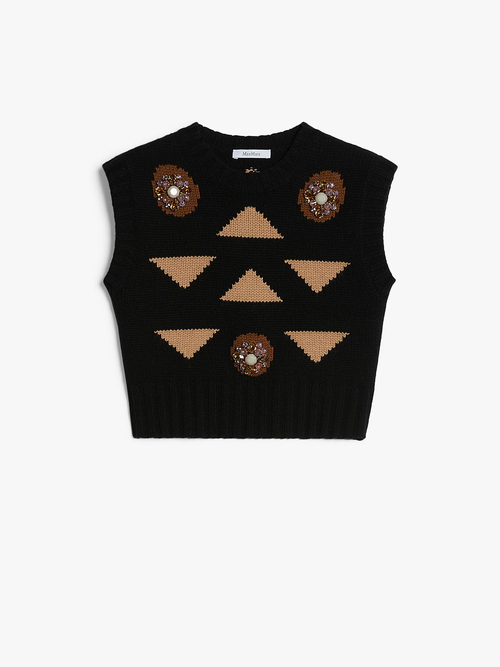 ウール カシミヤ ニット ベスト 詳細画像 ブラック 4