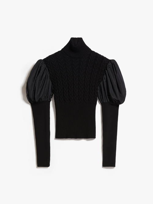 ピュア ウール  バルーン スリーブ ニット 詳細画像 ブラック 4