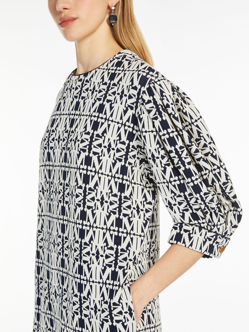 コットン ジャカード ジャージー ドレス 詳細画像 ホワイト&times;ブルー 3