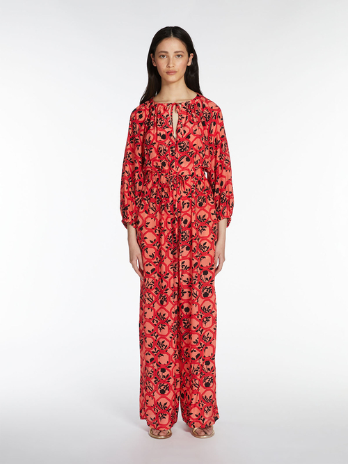 クレープ デシン プリント ジャンプスーツ