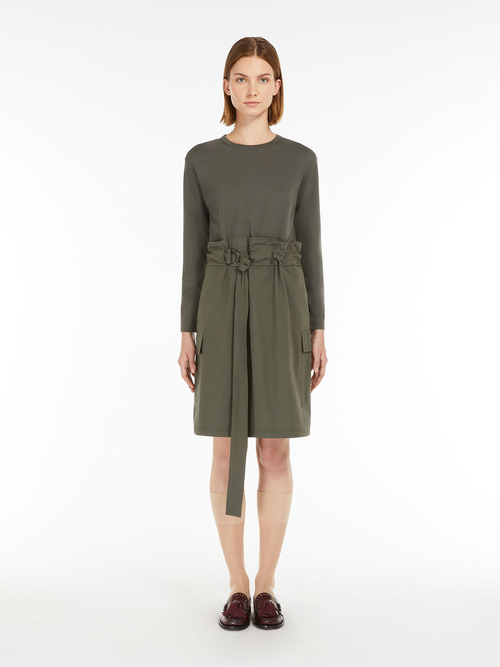 バイマテリアル ジャージー ドレス 詳細画像 カーキ 1