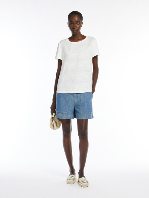 コットン リネン バイマテリアル Tシャツ 詳細画像 ホワイト 5