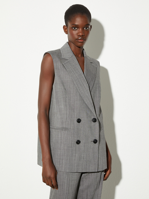  ブレザースタイル ウール ジレ 詳細画像 メランジェグレー 1