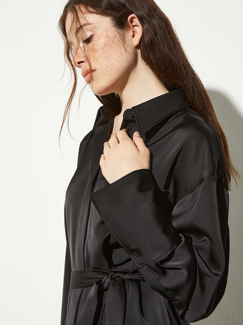  サテン シャツ ドレス 詳細画像 ブラック 3