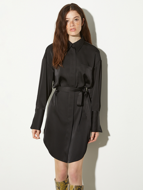  サテン シャツ ドレス