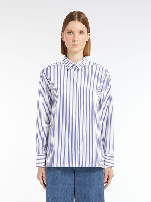 ピュア コットン ストライプ シャツ 詳細画像 ブルー 1